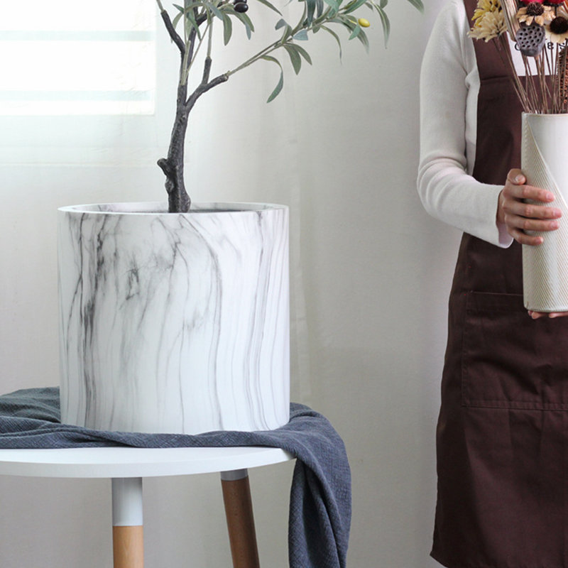 Pot de 10 en céramique avec texture marbre blanc