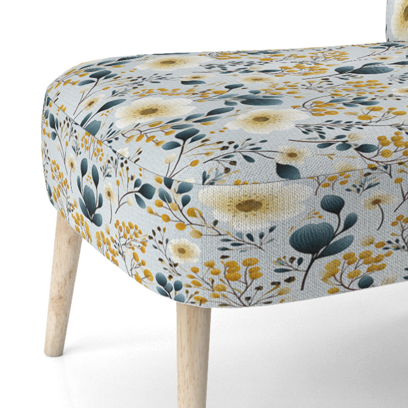 Chaise d'appoint rembourrée blanche et beige Minimalist Floral Bedding II