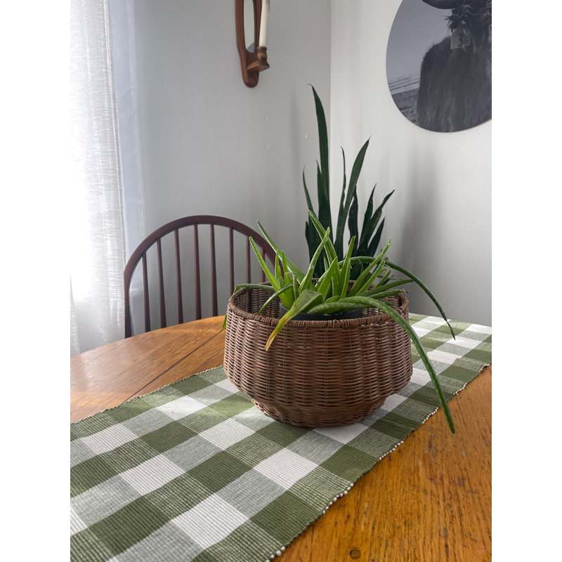 Kaelin Runner Everyday Cotton Table Runnner, Green