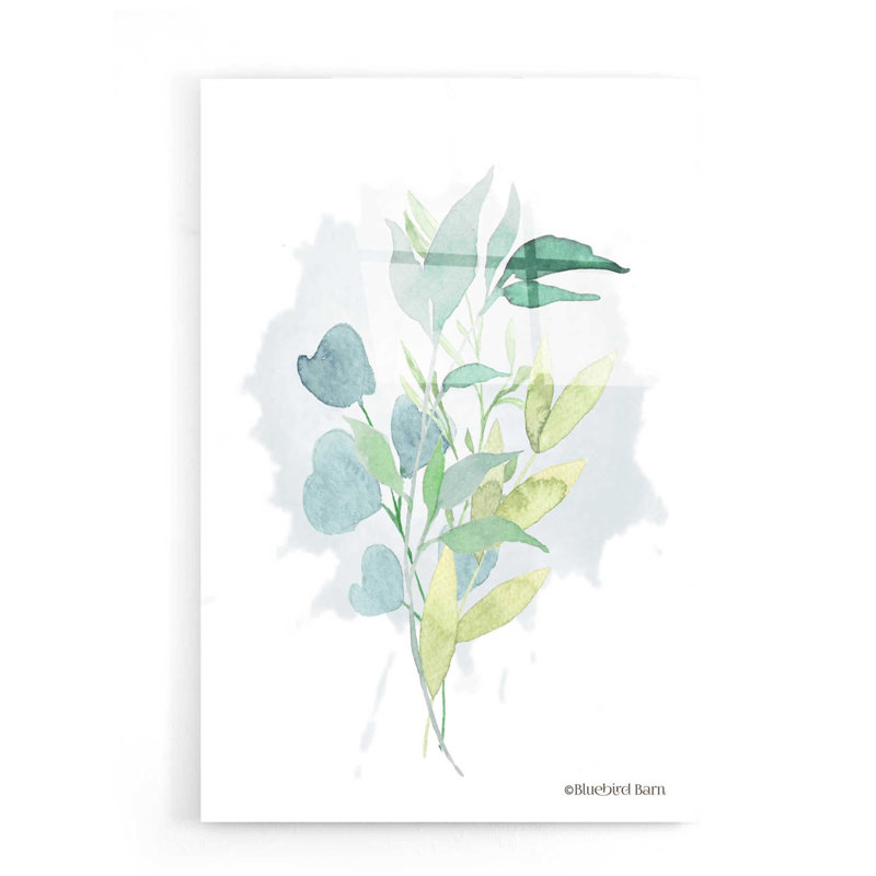 «Watercolor Greenery Series II» par Bluebird Barn, art mural en verre acrylique, H 24 po x l 16 po x P 0,2 po
