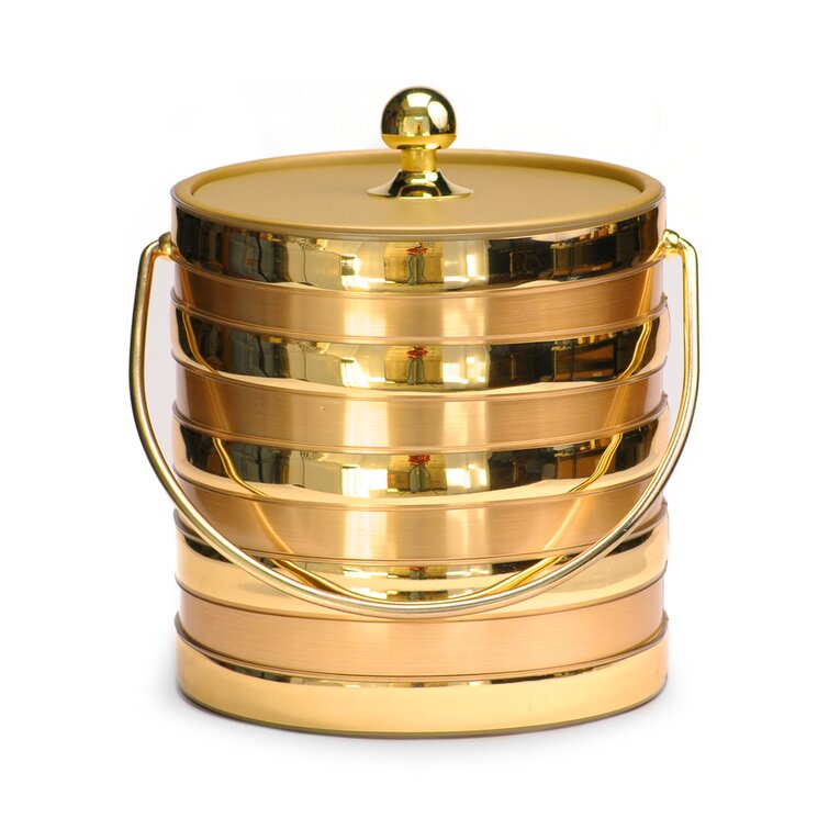 Brushed Gold with Clear Lid 3 qt. Ice Bucket