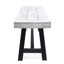 Banc moderne en bois industriel avec sablage gris et métal noir, panneau à lattes, l 63 po x P 14,77 po, H 17,38 po
