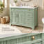 Meuble-lavabo vert autoportant de 92 cm (36,26 pouces) avec dessus en céramique, 3 tiroirs et 2 portes