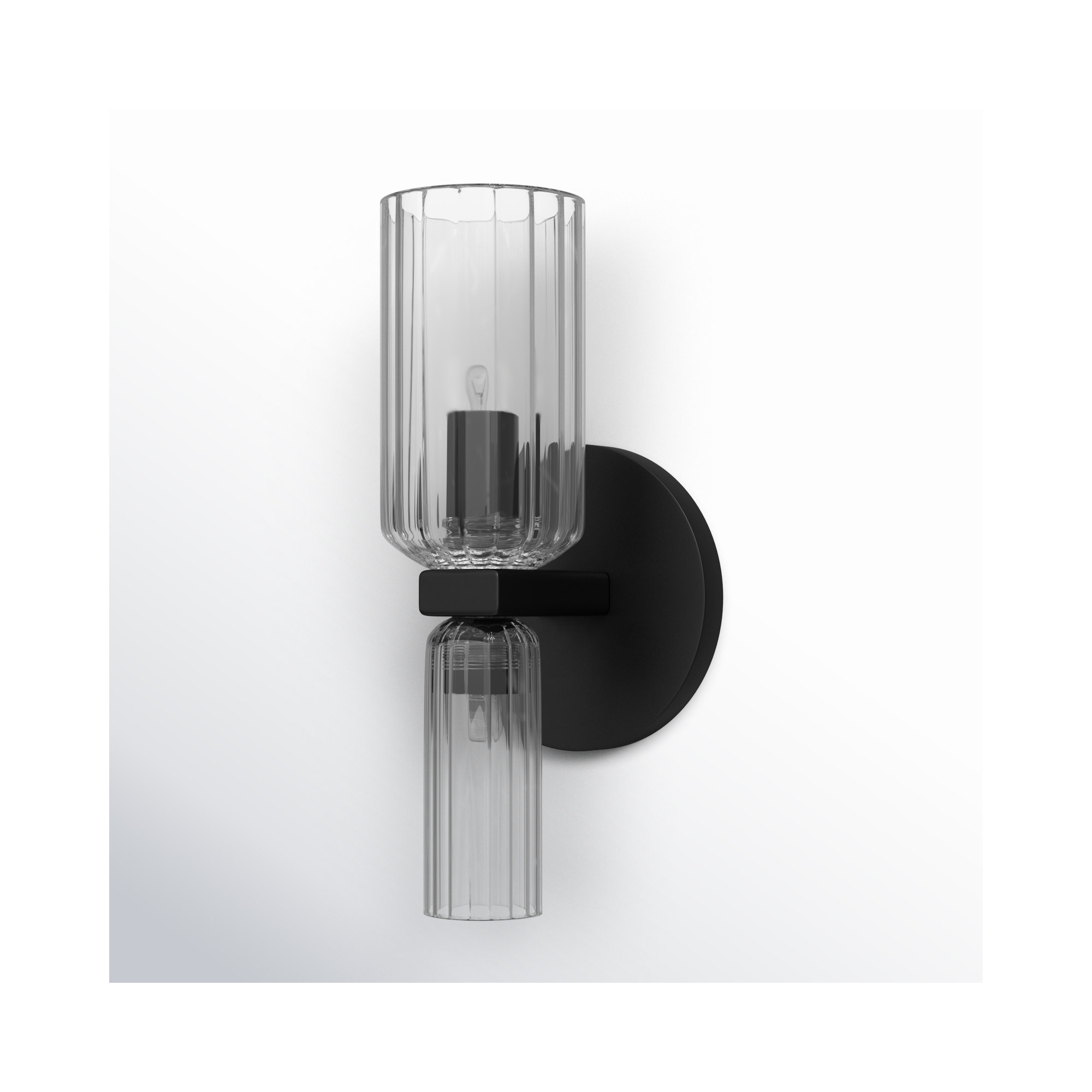 2 Light Glass Dimmable Candle Wall Light, Soft Black