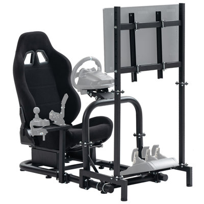 Anman Simulator Racing Cockpit with Seat & Monitor Stand Fit Logitech G29 G920, Not Include Steering wheel & Wheels & Pedals and Shifter Handbrake