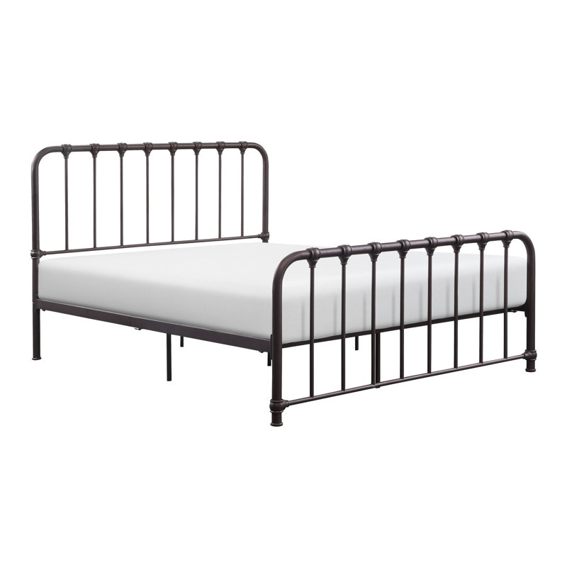 Grand lit plateforme en métal foncé bronze Regalness, sommier non obligatoire, article de chambre à coucher, obligatoire