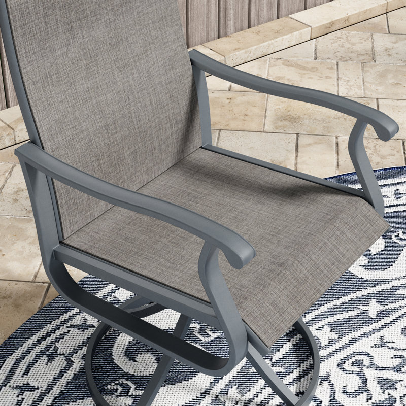 60'' Outdoor Round Table with 8 Swivel Chairs - Weather-Resistant Patio Dining Set, Gray/Gray