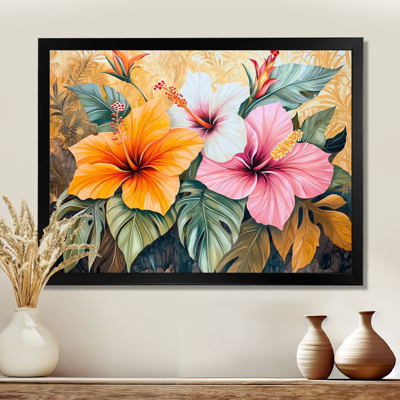 Hibiscus et Heliconia à Hawaï I - Hibiscus, art mural, H 12 po x l 20 po, Reproduction encadrée d'une seule photo sans pass