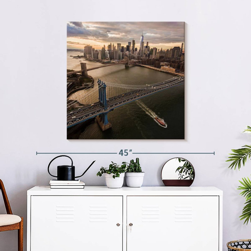 Sirci Manhattan et le pont de Brooklyn, H 30 po x l 30 po