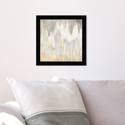 Gold Abstract Strokes Contemporary Framed Art Print For Living Room