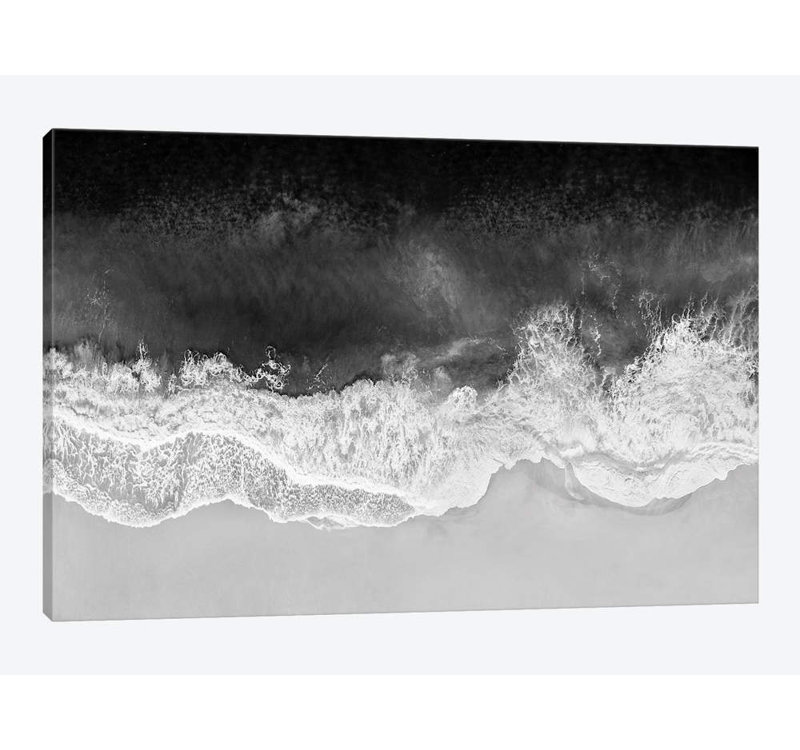 Vagues en noir, gris et blanc par Maggie Olsen, H 8 po x l 12 po, Sans cadre, Toile tendue