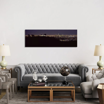 City Lit Up At Night, Griffith Park Observatory, Los Angeles, California, USA 2010 - Wrapped Canvas Panoramic Print