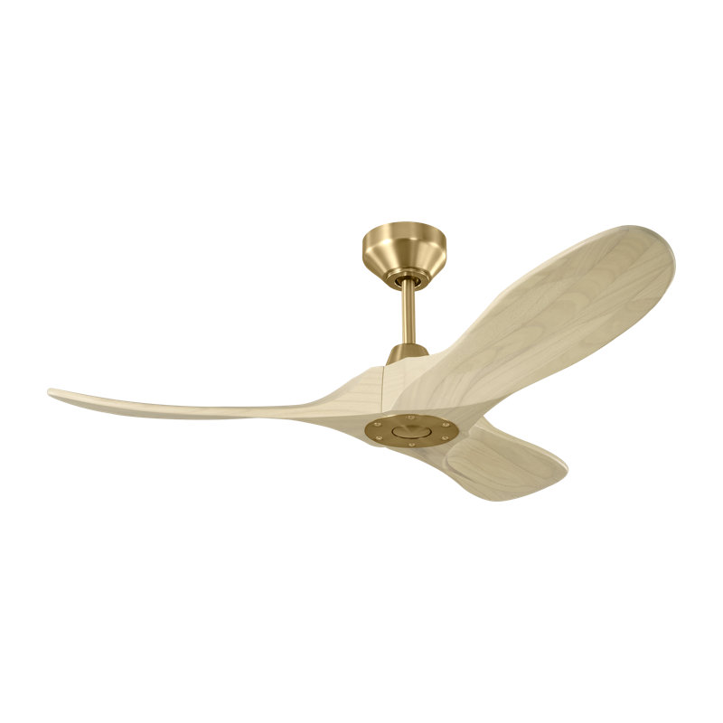 Maverick Smart 44 Indoor Ceiling Fan with Threaded Downrod, blades and Handheld Remote, Burnished Brass, Washed White Oak