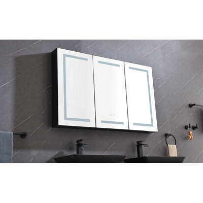 Armoire à pharmacie 48 po x 30 po à DEL avec miroir, douilles, à intensité variable et anti-buée
