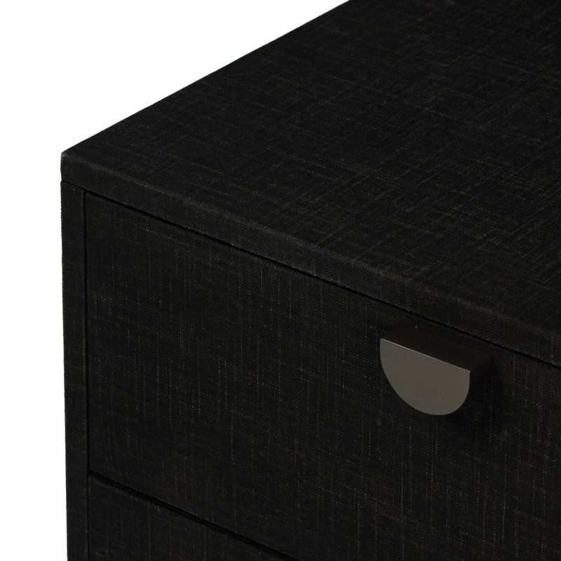 Cressida Nightstand-Ivory Painted Linen, Black Linen