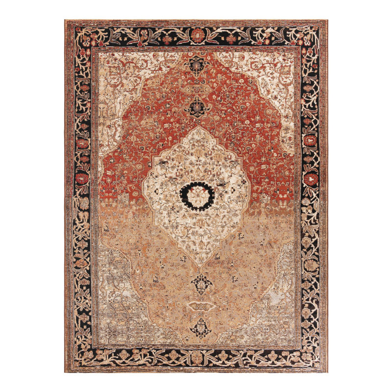 Oriental Machine Made Power Loom Rectangle 5'1" x 8' Polypropylene Plastic Indoor / Outdoor Area Rug in Brown/Beige/Navy