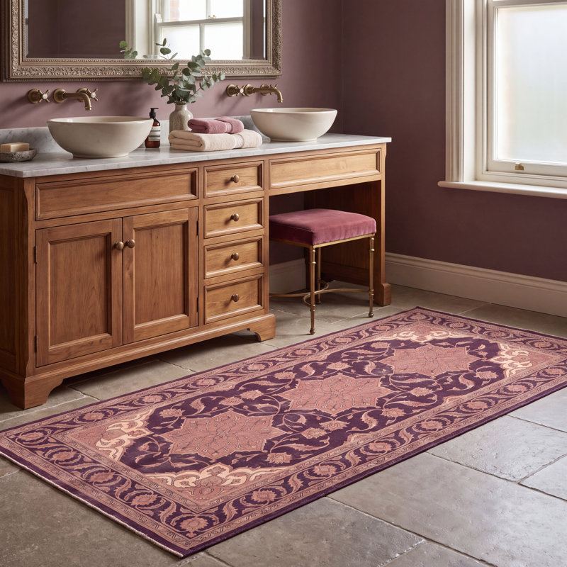 Tapis traditionnel persan à médaillon, motif or, rose, gris et ivoire, lavable à la machine, antidérapant, à poils courts, idéal pour l'intérieur et l'extérieur, adapté aux animaux domestiques, pour salon, chambre, salle à manger, entrée, couloir, bureau.