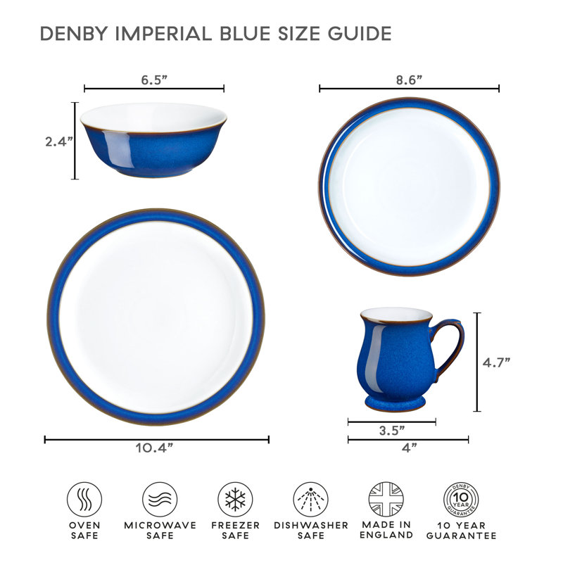 Denby Imperial Blue Stoneware Dinnerware Set - Service for 4