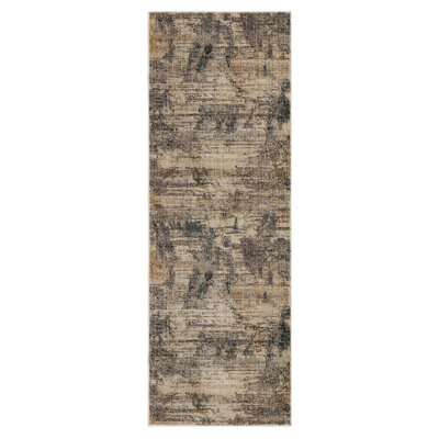 Belino Fringed Low Pile Stain/Fade Resistant  Machine Woven Polyester Indoor Abstract Area Rug