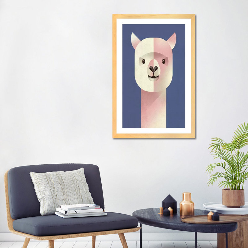 «Alpaka» par Dieter Braun - impression, Toile avec cadre en bois beige, Blanc, H 32 po x l 24 po x P 1 po