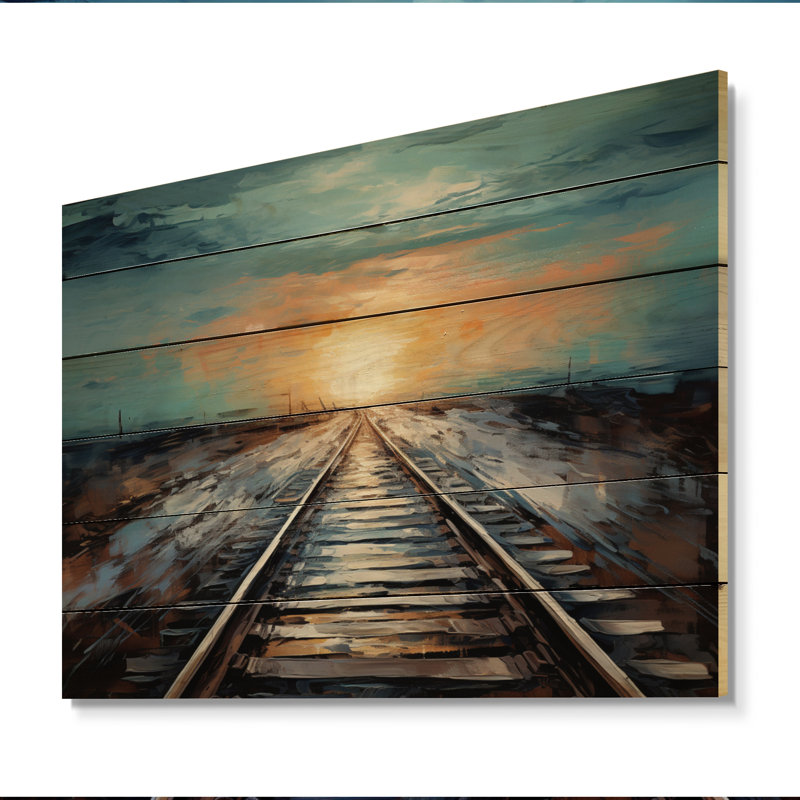Peach Train Track Serene Railways, 24" H x 32" W x 0.78" D