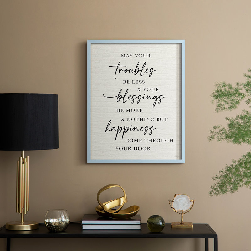 Less Troubles Framed Print - Solid Wood, Blue, 11" H x 9" W
