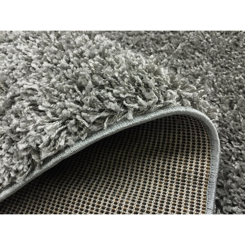 Tapis zone grise unie poils longs