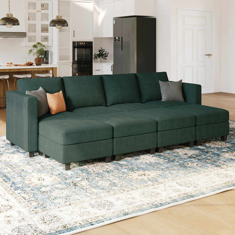 Ozeal 107.8'' Wide Large Corduroy Modular Storage Sofa Bed King Sleeeper Convertible Livingroom Sectional Couch
