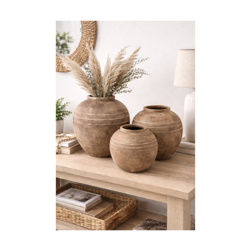 Rustic Terracotta Vase, 7"H x 7"W x 7"D