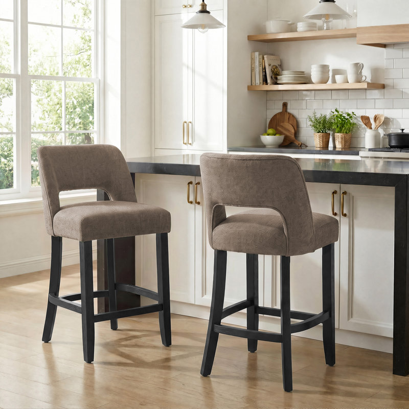 Tabouret de bar Bisto, Siège brun / cadre noir