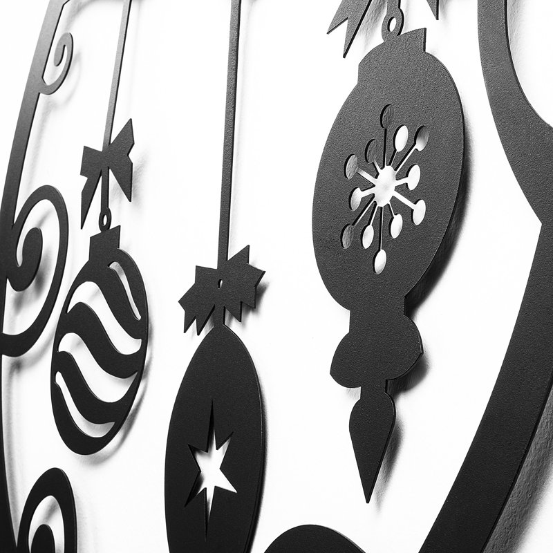 Stylish Decorative Metal Wall Accessory, Black, 23.6 x 25.2 inches | 100% Metal, Thickness: 0.05 inches | Battery Operated (3 AA, Max 3.15 W) | Easy Wall Hanging Design | Perfect for Home Decor & Modern Spaces