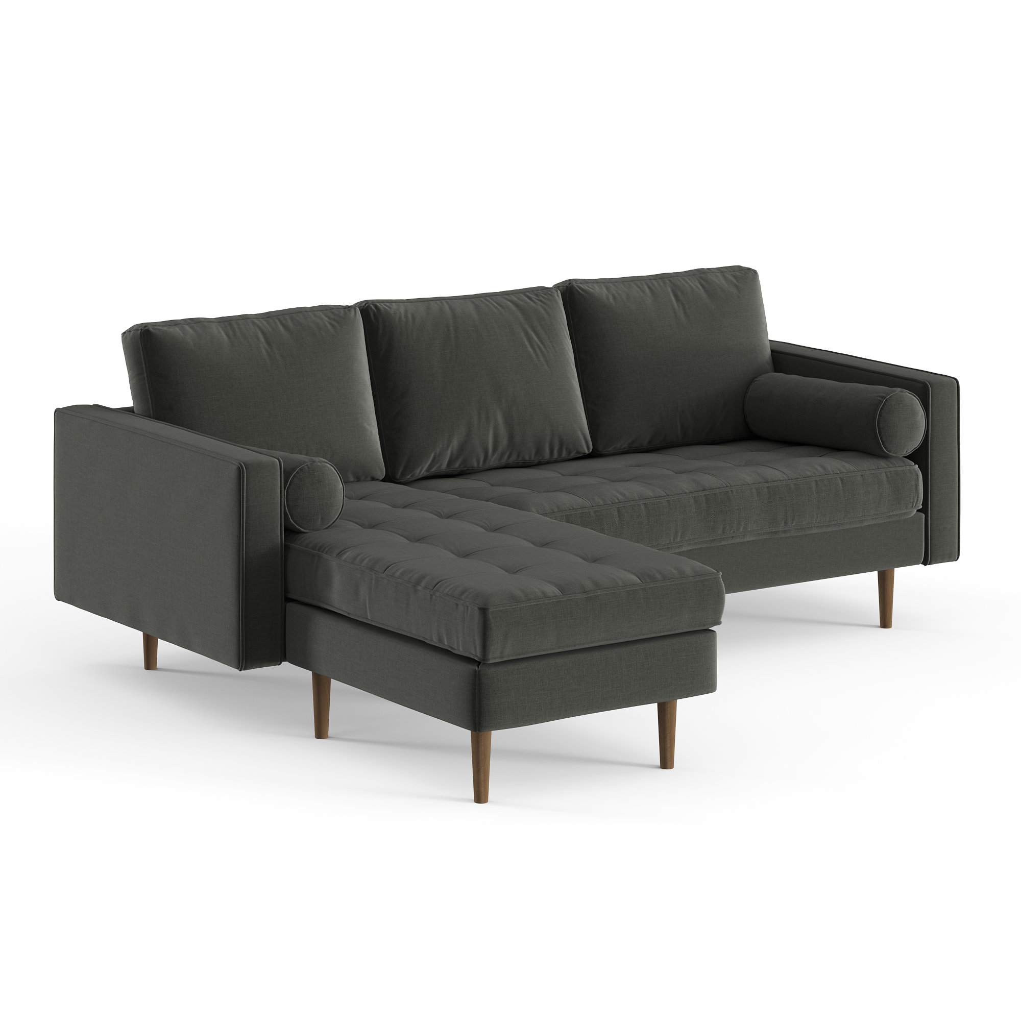 Geo 84" Wide Reversible Sofa and Chaise, Charcoal Fabric
