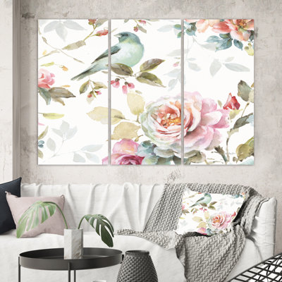Beautiful Bird Romance II - Multi-Piece Image Wrapped Canvas Painting Print