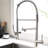 Modern Brushed Nickel Kitchen Sink Faucet With Pull Down Spring Spout And Pot Filler Feature Spot Commercial Style Pre-Rinse-778364795