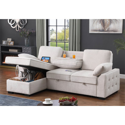 Canapé-lit modulaire réversible en tissu chenille l 91 po Marcello