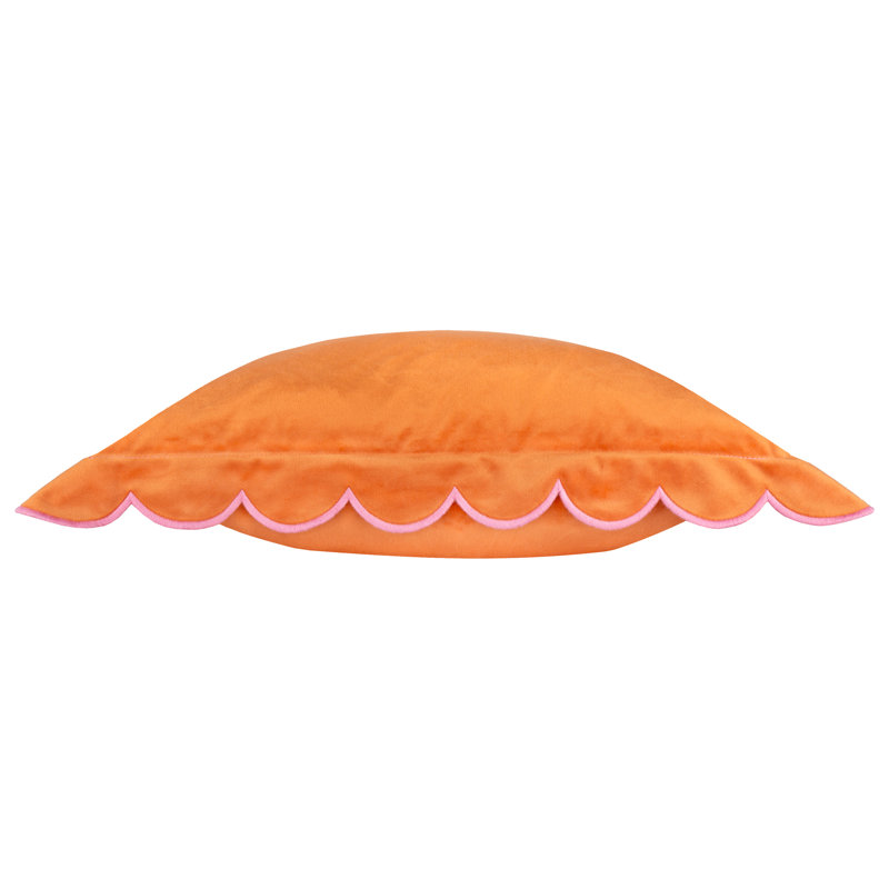 Lil Scallop Square Cushion, Pillow Cover Only - No Insert, Orange/Pink