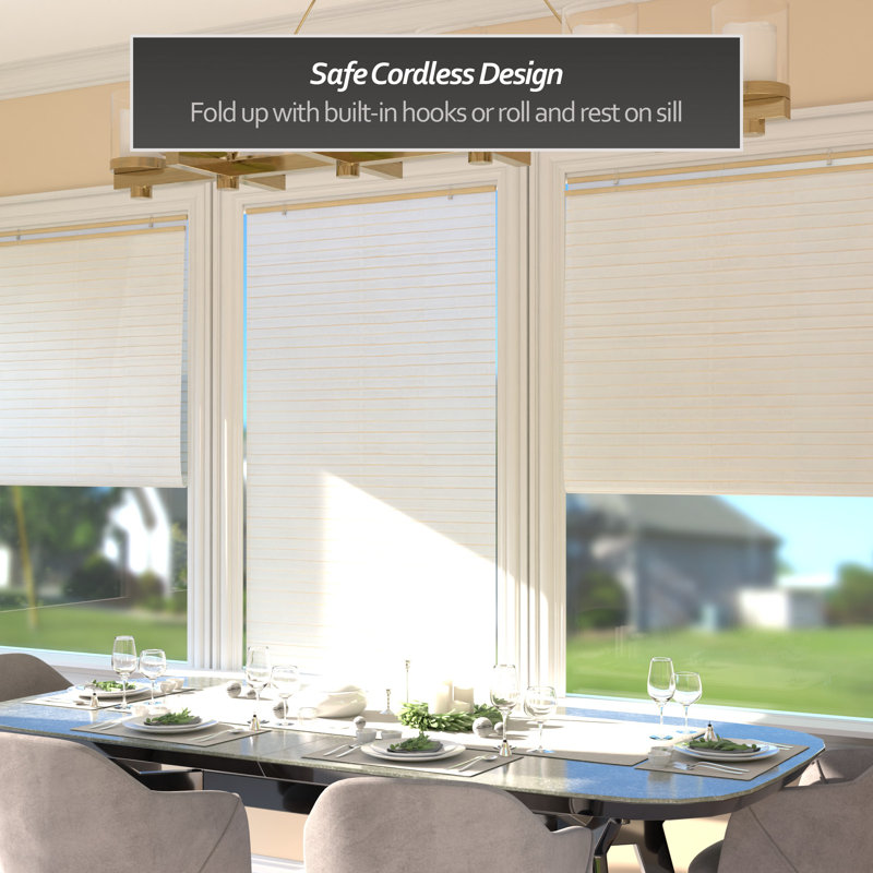Rice Paper Cordless Window Shade Blinds - White - 48" Wide, 36" W x 72" L