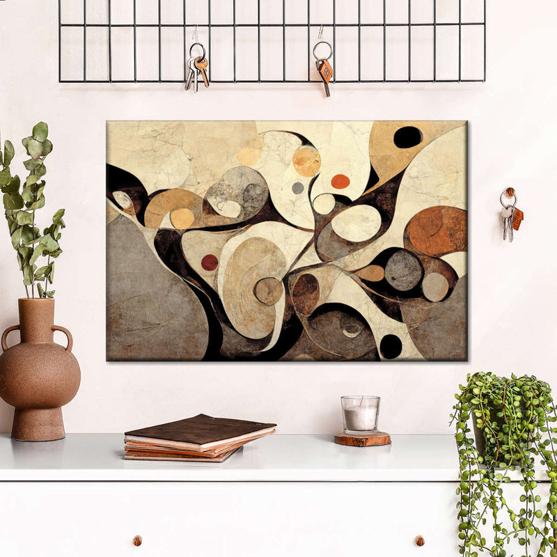 Impression abstraite sur toile tourbillonnant de tons de terre, H 16 po x l 24 po x P 1,25 po