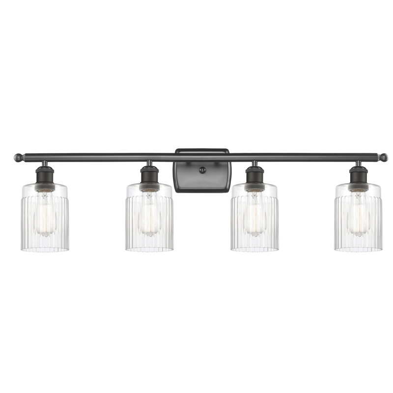 Éclairage pour salle de bain 4 lumières Caplinger, Ampoule DEL 6 watts Vinage, Transparent, Bronze huilé