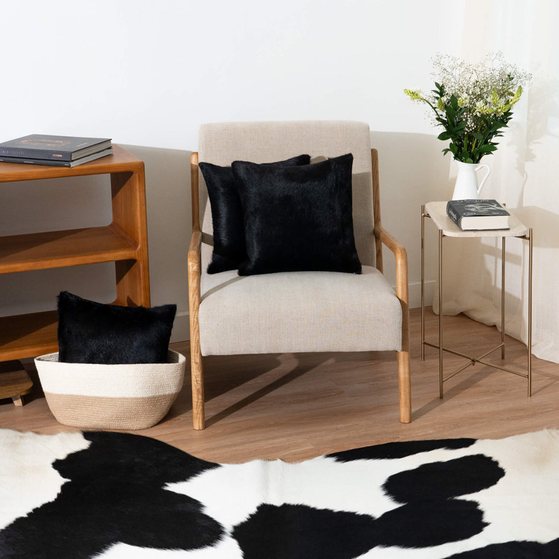 Coussin en peau de vache sel et poivre, Noir
