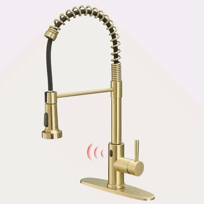Touchless Kitchen Faucet,Hands Free Automatic Smart Kitchen Faucet Gold Smart Kitchen Faucet