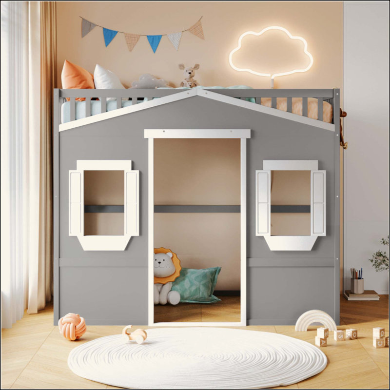 Lit mezzanine avec échelle House, White/Gray, Twin