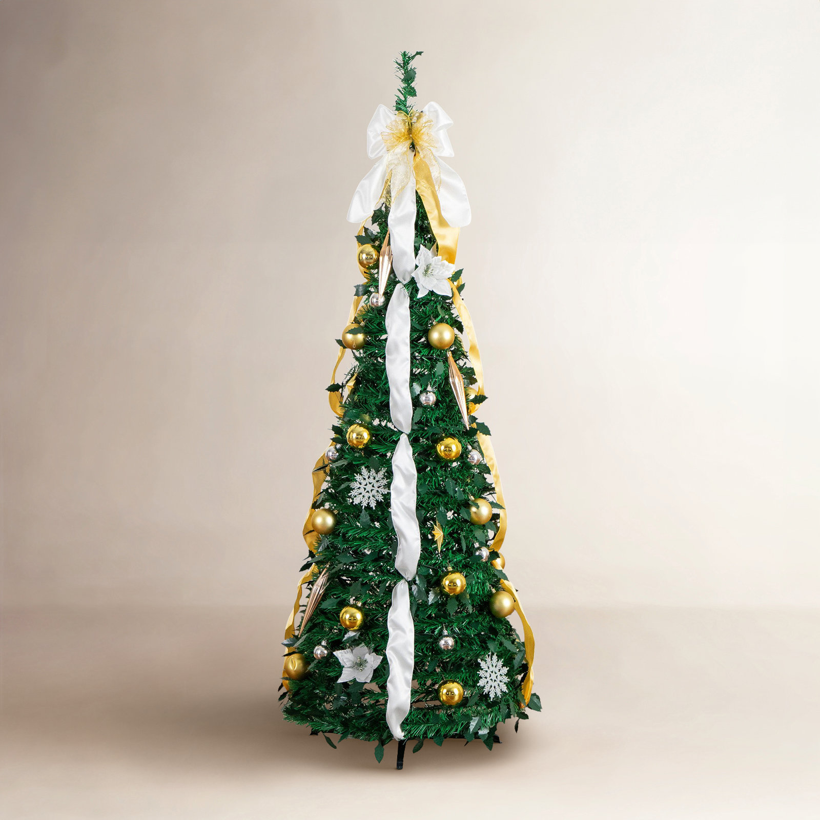 Gold 6' Pre-Lit Pine Christmas Tree, 5" H x 20" W x 16" D
