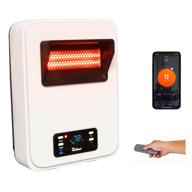 White Wall Mount 1500W Electric Space Heater with WiFi and Remote