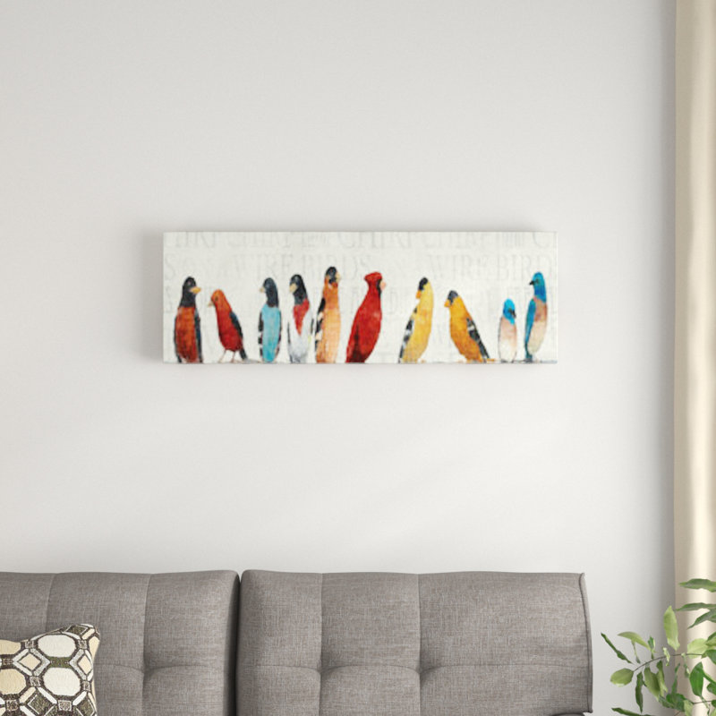 The Usual Suspects Birds on a Wire, art mural sur toile tendue, H 12 po x l 36 po x P 1,5 po, Toile avec cadre noir
