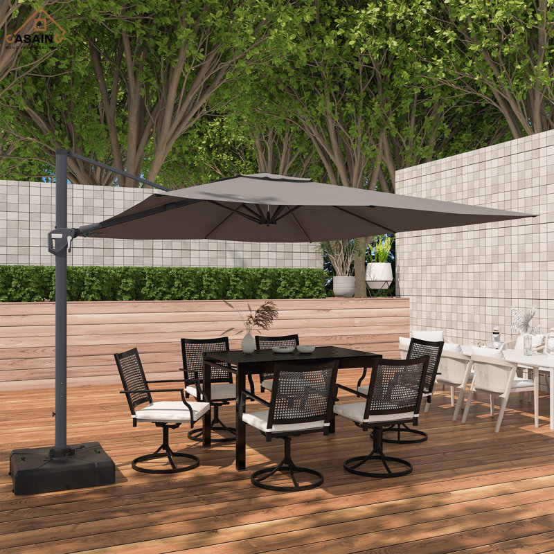Aleksandrs 130'' Outdoor Square Cantilever Umbrella, Gray