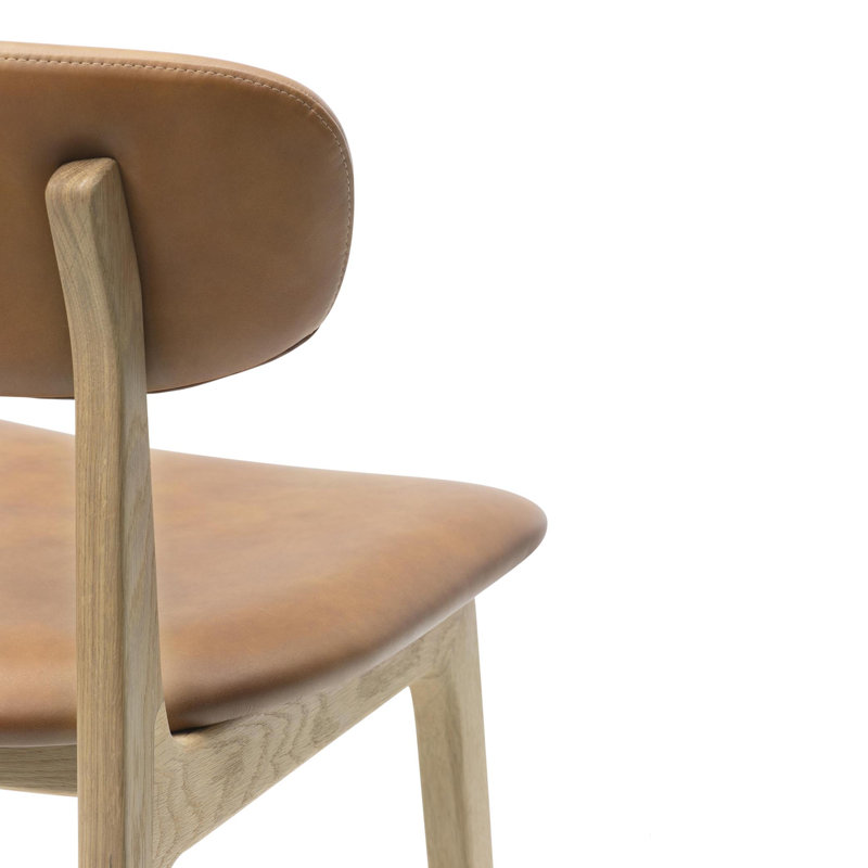 Adelene Leather Side Chair, Tan, Oak