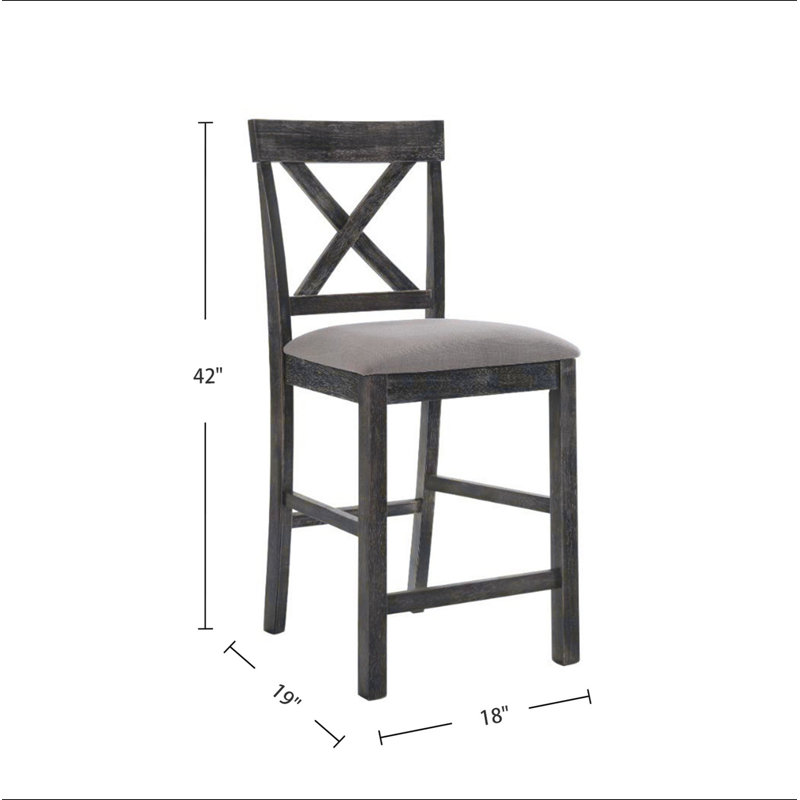 Ensemble de 2 chaises à hauteur de comptoir avec siège rembourré en lin, Gris antique