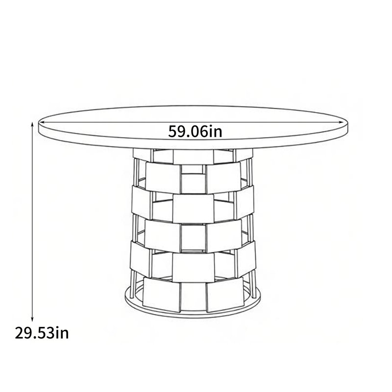 Round French-style dining table, 29.53"H x 59.06"L x 59.06"W