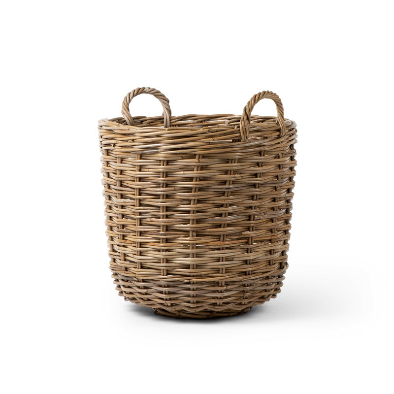 Panier rond en rotin gris Kubu, H 20 po x l 21 po x P 21 po